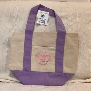Trader Joe's Mini Canvas Tote in Lavender Accents